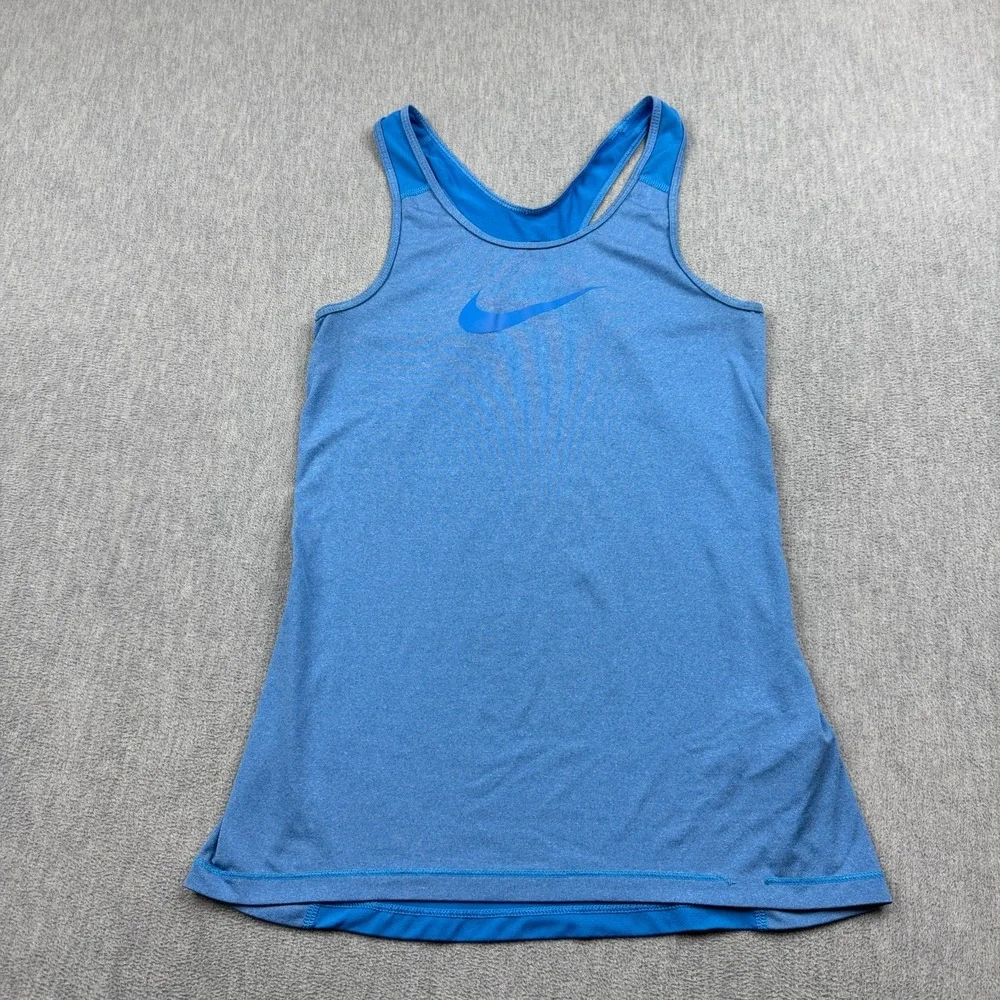Nike Tank Top Womens Medium Blue Pro Cool Dri-Fit Blue Training Workout Gym Run